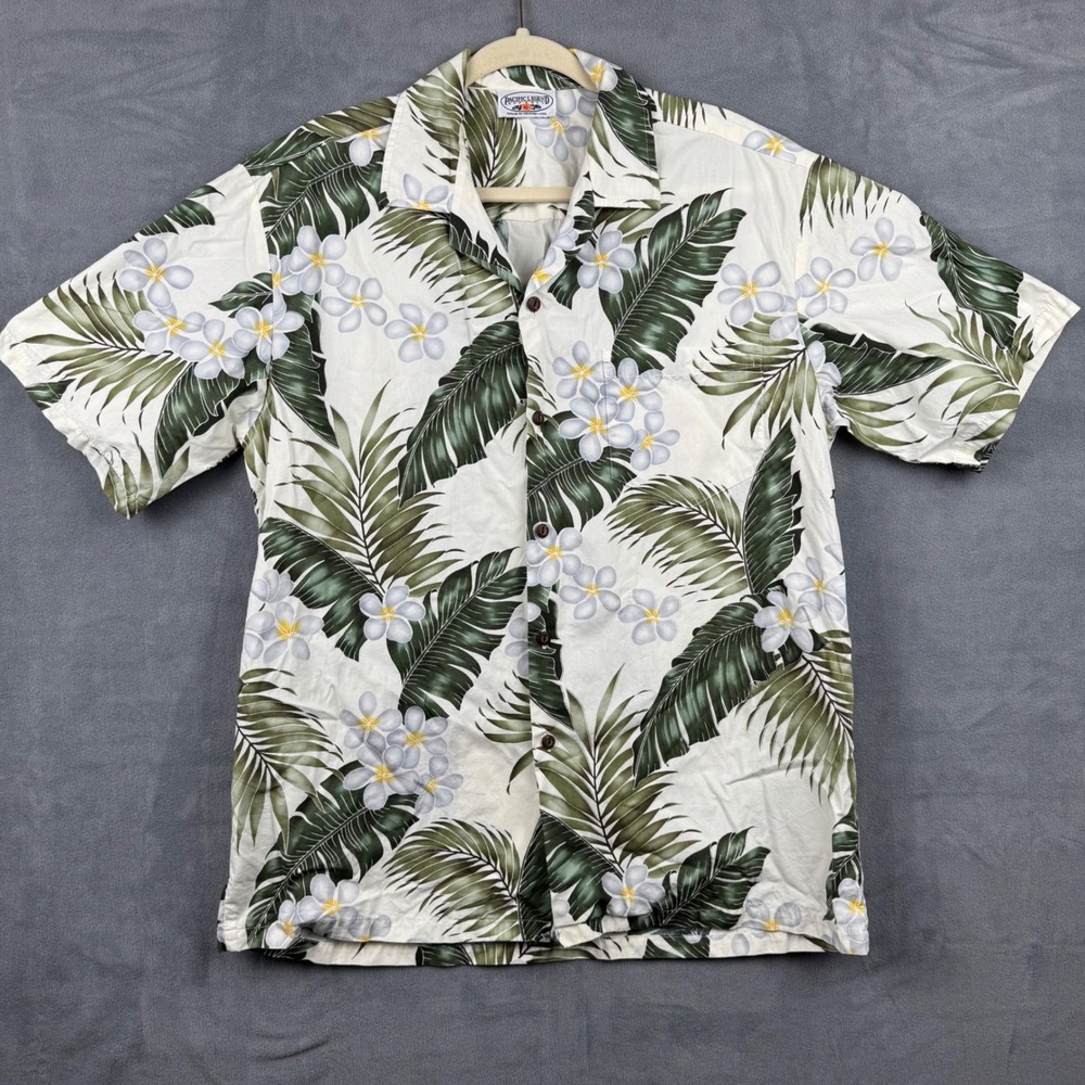 Pacific Legend Apparel Hawaiian Shirt Palm Frond Floral Button‎ Up Mens Medium